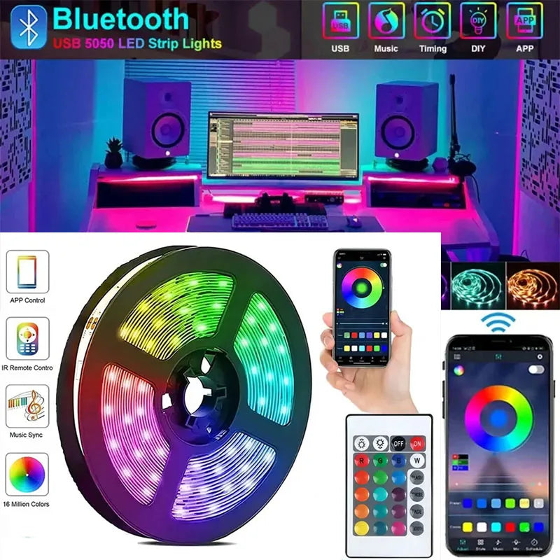 Smart LED Streifen Lichter 5050 RGB Bluetooth APP Fernbedienung USB 5V Led Band Diode Flexible Band Lampe Weihnachten zimmer Dekor